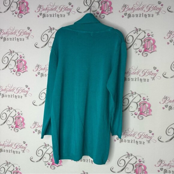 Holt renfrew studio turtleneck sweater turquoise blue soft stretchy vintage - Picture 2 of 6
